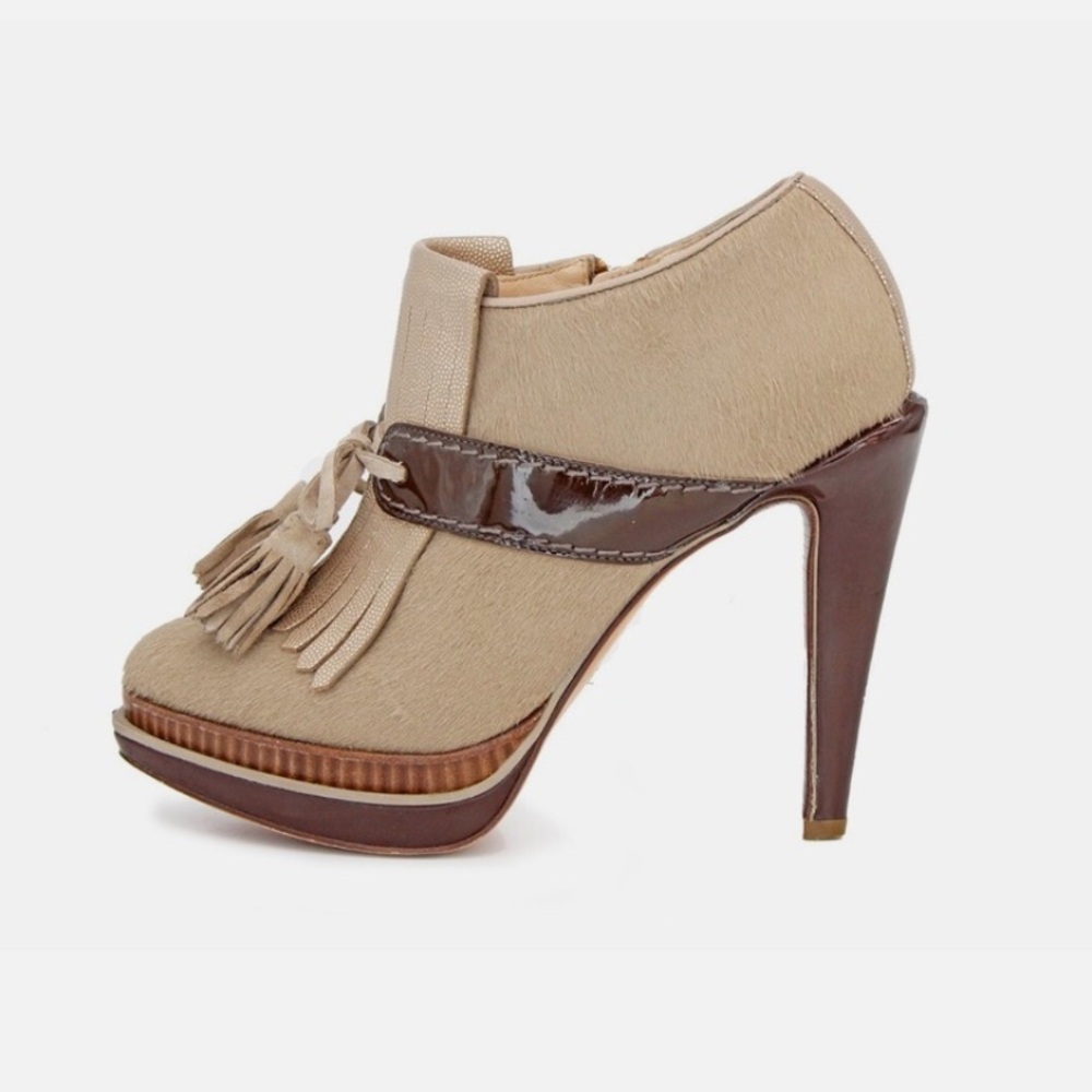 Cole Haan Air Hair Calf Tan Stiletto 
"Kiltie" Bootie